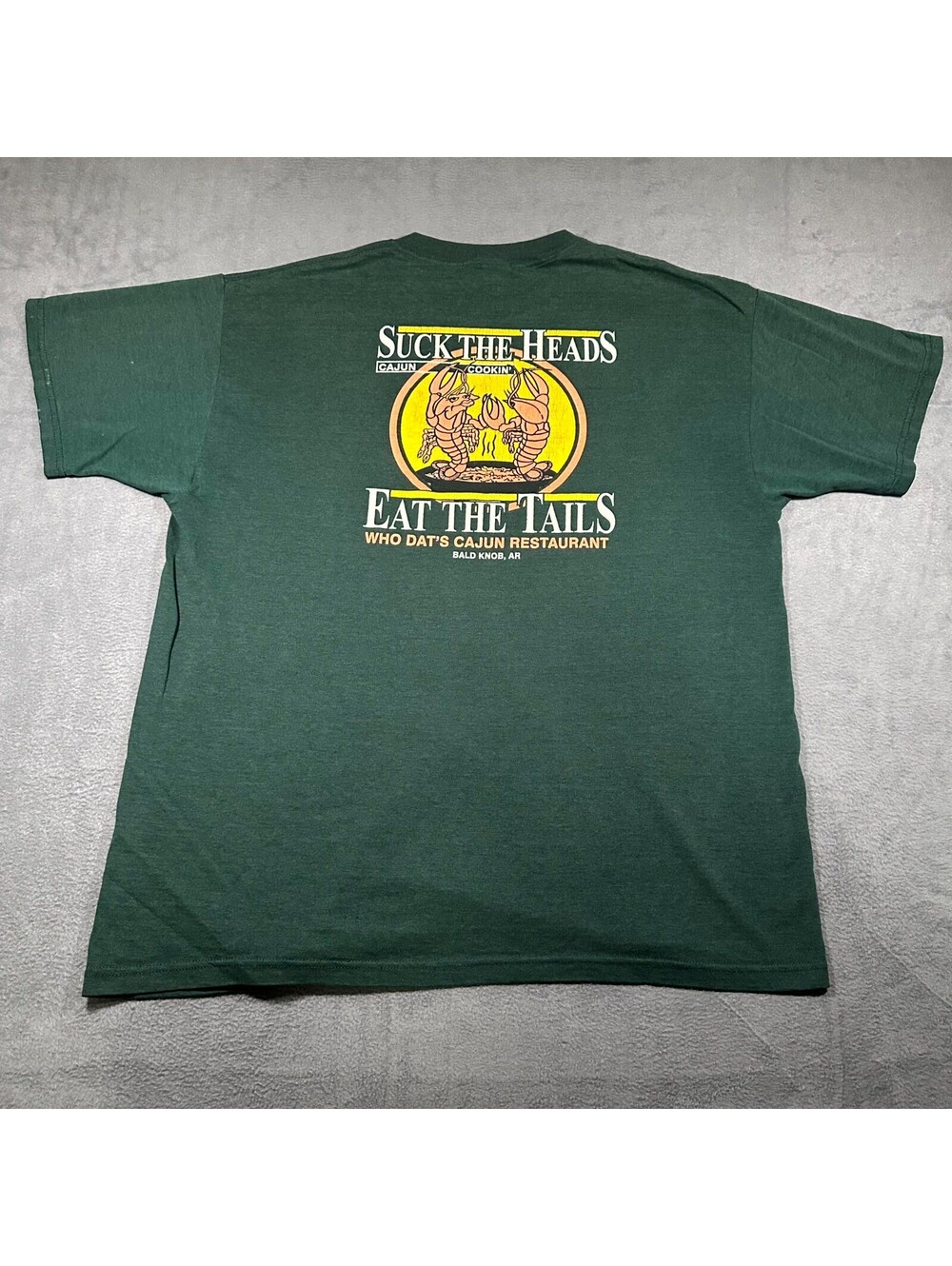 Vintage Fruit of the Loom T-Shirt Mens XL Green Suck The Heads Eat The Tails 90s - Picture 2 of 7